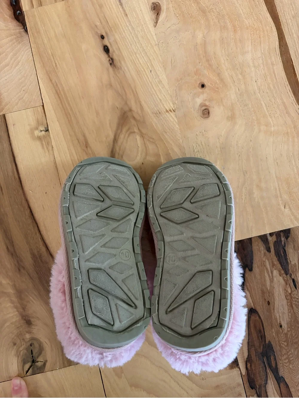 UGG Pink Plush Cuff Kids Slippers